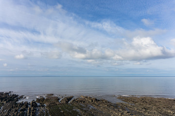 Fototapeta na wymiar Bideford Bay from the coast path at Westward Ho