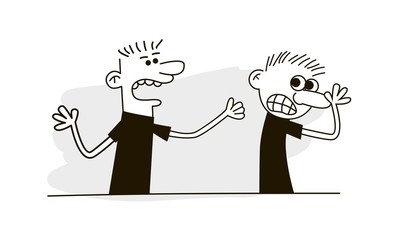 Angry man yells at his girlfriend, negative emotions concept vector Illustration. Bad habits.