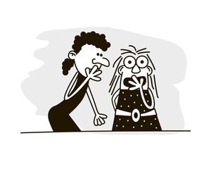 Girls gossiping. Bad habits. Vector illustration.