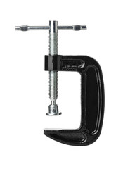 Side view of heavy duty black metal C clamp