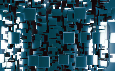 Abstract image background of cubes blocks and rectangles.3d illustration..Black squares wall surface