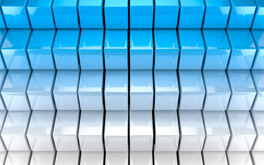 Abstract image background of cubes blocks and rectangles.3d illustration..Blue squares wall surface