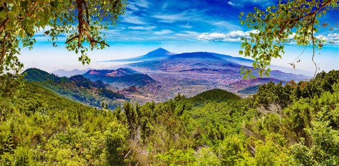 Masca valley.Canary island.Tenerife.Spain.Scenic mountain landscape.Cactus,vegetation and sunset panorama in Tenerife © C.Castilla