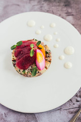 Ahi tuna sashimi and potato salad