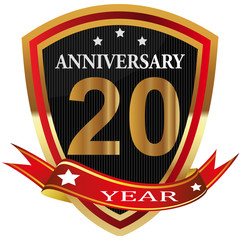 Anniversary 20th  label with ribbon.