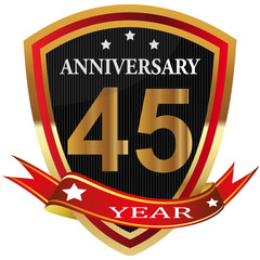 Anniversary 45 th  label with ribbon.