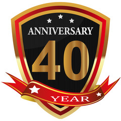 Anniversary 40 th  label with ribbon.