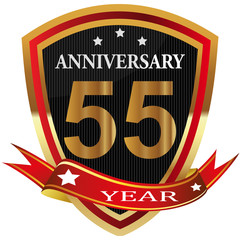 Anniversary 55 th  label with ribbon.