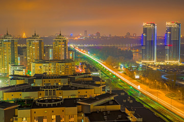 Fototapeta na wymiar Night Kiev city landscape