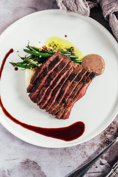 Wagyu Beef Flat Iron Steak with Truffle Vinaigrette and Vegetables 