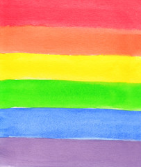 Lesbian, gay, bisexual, and transgender flag. Rainbow pride flag of LGBT organization. Abstract painting background. Watercolor rainbow. Hand drawn, paper texture