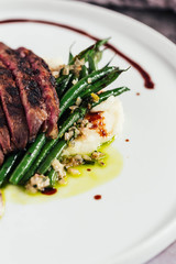 Wagyu Beef Flat Iron Steak with Truffle Vinaigrette and Vegetables 