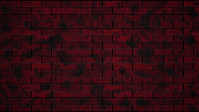 An old and stained dirty looking red bricked wall background moving from left to right.
