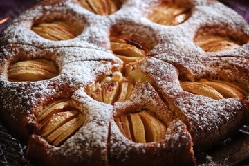 Schlupfkuchen mit Apfel und Puderzucker