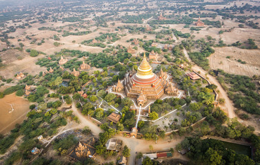 Bagan burma temple pagoda morning balloon