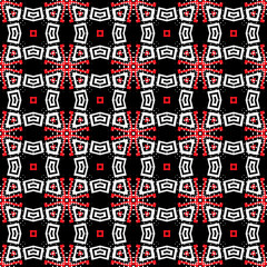 Black white red elegant greek style vector seamless pattern. Ornamental geometric ethnic background. Colorful abstract decorative backdrop. Geometric modern ornate greek meander ornament with dots