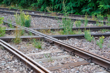 Fototapeta premium railroad crossing junctions in details