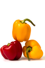 Three bell pepppers isolated on white background