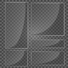 Dark glass plates set on transparent background. Graphic concept. Vector