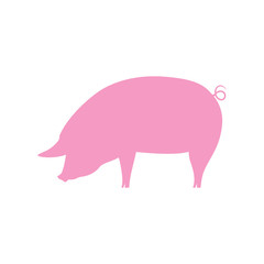 Pink pig. Pig icon. Vector illustration.