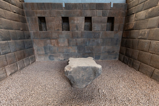 Details of masonry of Coricancha, famous temple in the Inca Empire at Cuzco, Peru