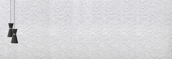 bright stone wall interior design and modern lamp