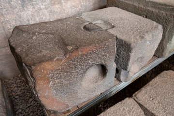 Details of masonry of Coricancha, famous temple in the Inca Empire at Cuzco, Peru