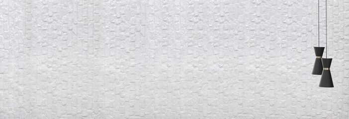 bright stone wall interior design and modern lamp