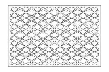 Decorative card for cutting. Lines geometric  pattern. Laser cut. Ratio 3:2. Vector illustration.