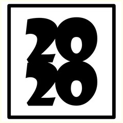 Happy New Year 2020 logo text design. Cover of business diary for 2020 with wishes. Brochure design template, card, banner.