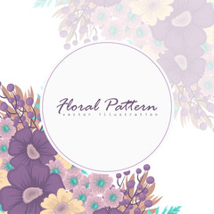 Flower border template - purple and yellow flowers