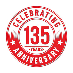 135 years logo. One hundred thirty-five years anniversary celebration design template. Vector and illustration.