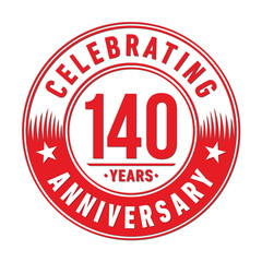 140 years logo. One hundred and forty years anniversary celebration design template. Vector and illustration.
