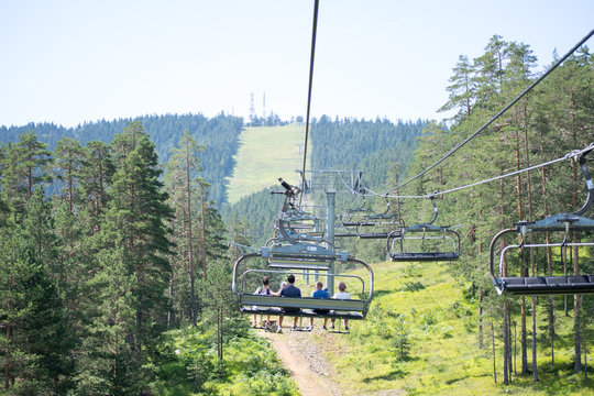 ski lift in summer on mountain Tornik, Zlatibor, Serbia