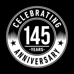 145 years logo. One hundred and forty-five years anniversary celebration design template. Vector and illustration.