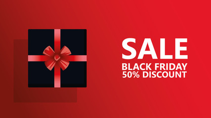 black friday sale poster with gift present