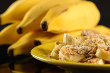 banana with granola, oats and honey
