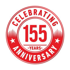 155 years logo. One hundred and fifty-five years anniversary celebration design template. Vector and illustration.