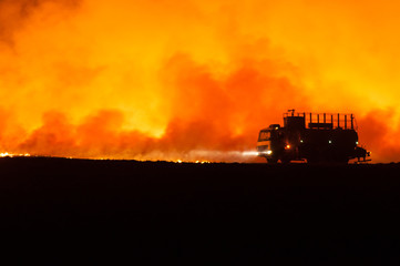 Fototapeta premium wildfire on sugar cane plantation