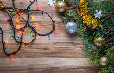 Christmas composition with colorful lights