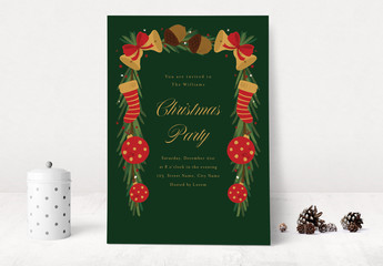 Christmas Party Invitation Layout with Garland