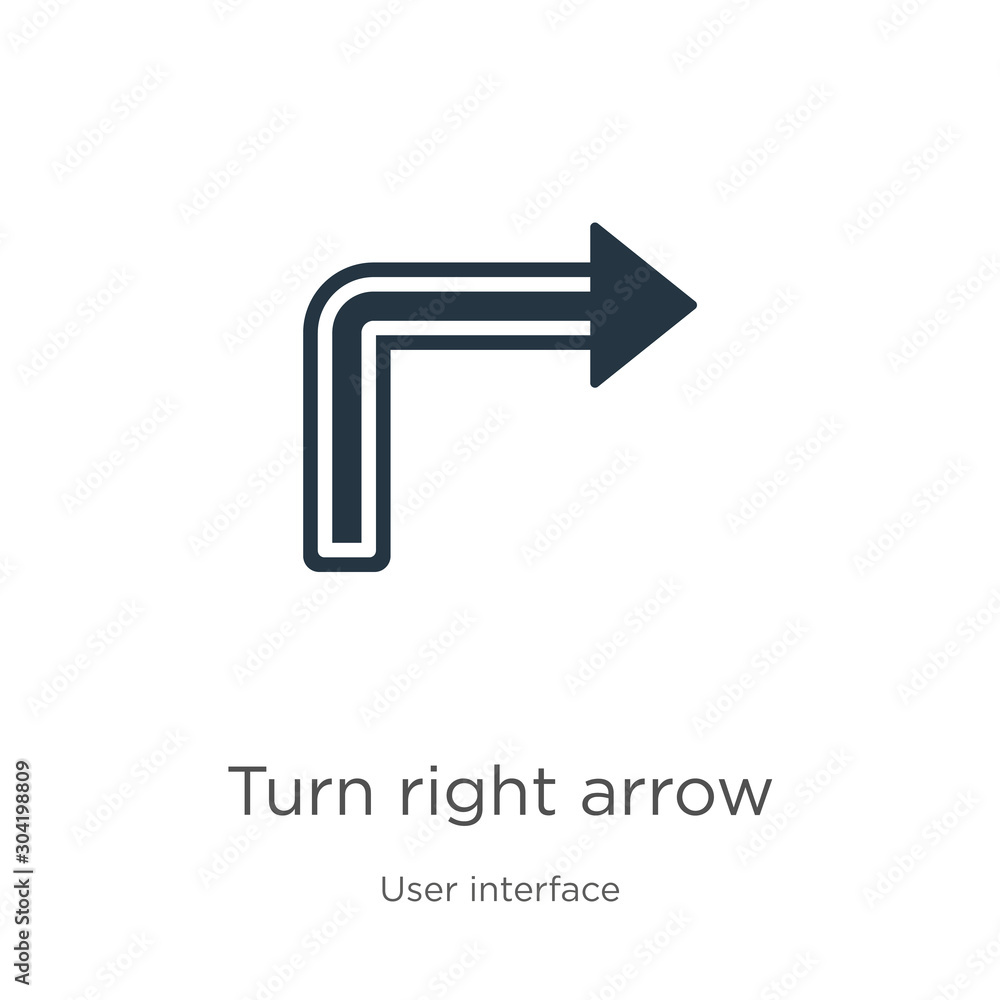 Poster turn right arrow icon vector. trendy flat turn right arrow icon from user interface collection isola