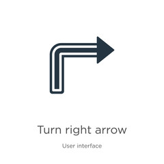 Turn right arrow icon vector. Trendy flat turn right arrow icon from user interface collection isolated on white background. Vector illustration can be used for web and mobile graphic design, logo,