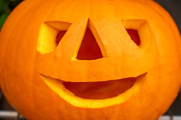 pumpkin for Halloween on a market stall.