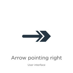 Arrow pointing right icon vector. Trendy flat arrow pointing right icon from user interface collection isolated on white background. Vector illustration can be used for web and mobile graphic design,
