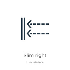 Slim right icon vector. Trendy flat slim right icon from user interface collection isolated on white background. Vector illustration can be used for web and mobile graphic design, logo, eps10