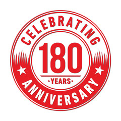 180 years logo. One hundred and eighty years anniversary celebration design template. Vector and illustration.