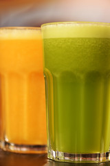 green juice and orange juice