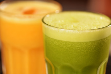 green juice and orange juice