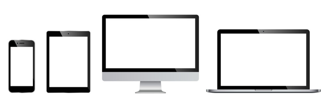 Device set. Computer, laptop, tablet, phone . Vector illustration